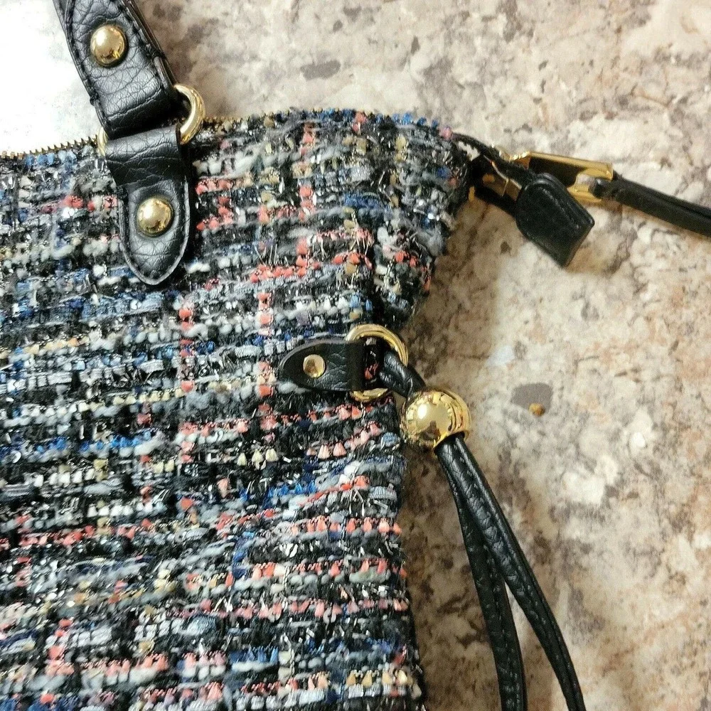Juicy Couture Tweed Purse Small Tote Bag With Lip Embellishment Clueless Y2K